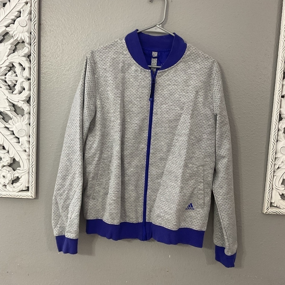 ADIDAS ST Perforated Heather Grey Purple Back Slit Track Jacket Large